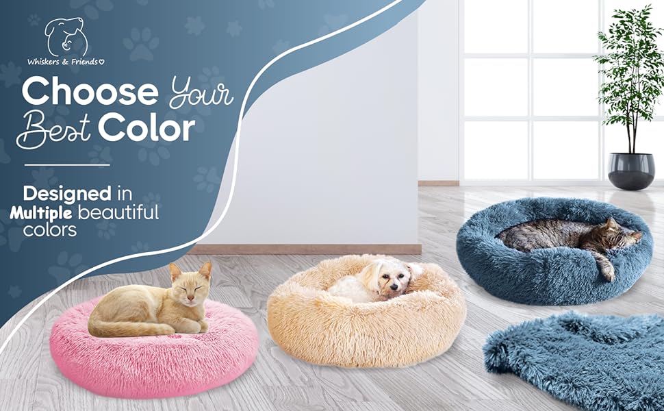Round Plush Self-Warming Pet Bed with Non-Slip Bottom