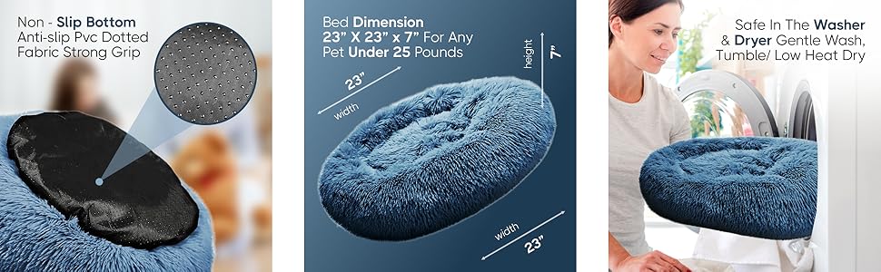 Round Plush Self-Warming Pet Bed with Non-Slip Bottom