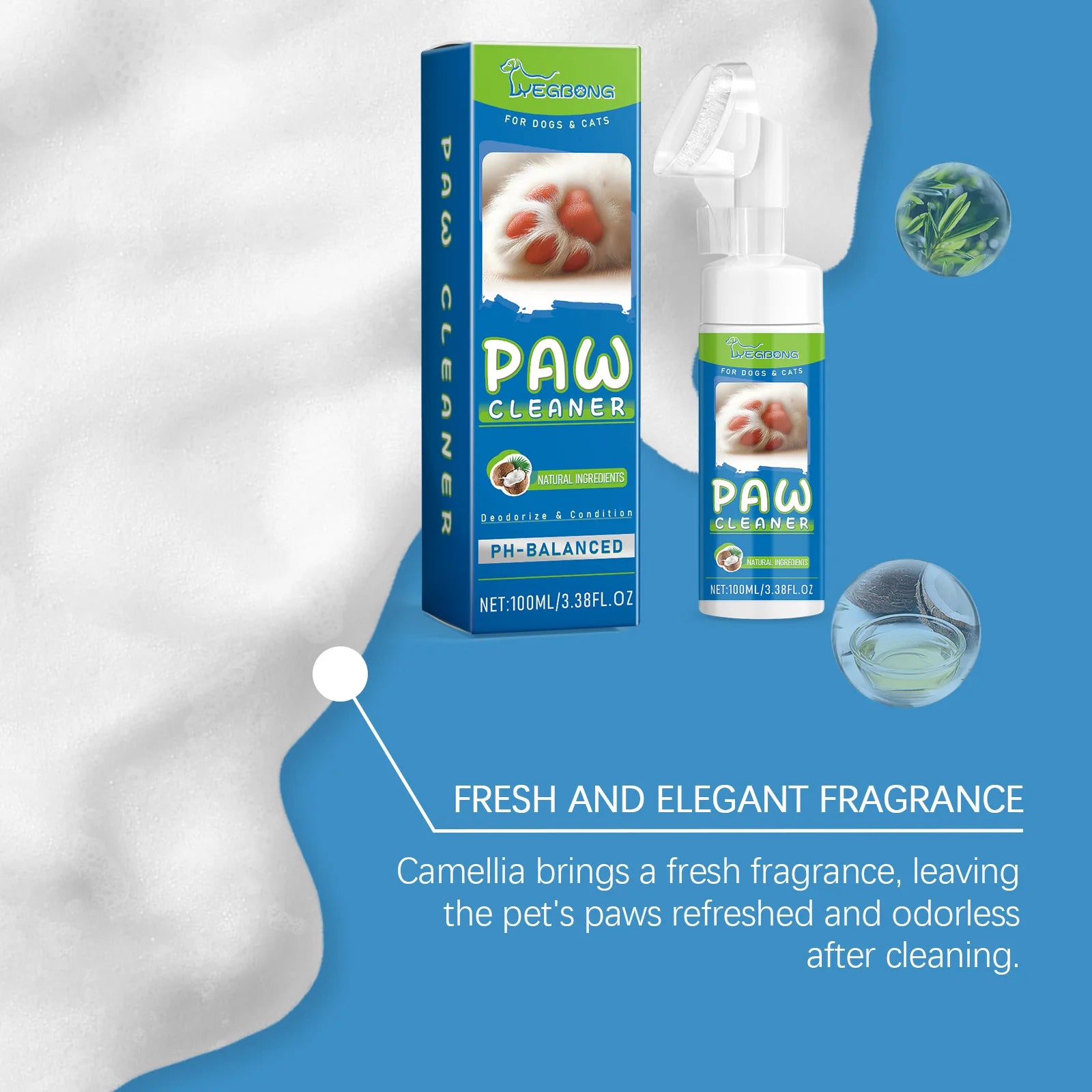 Yegbong 100ml Pet Paw Foam Cleaner & Moisturizer