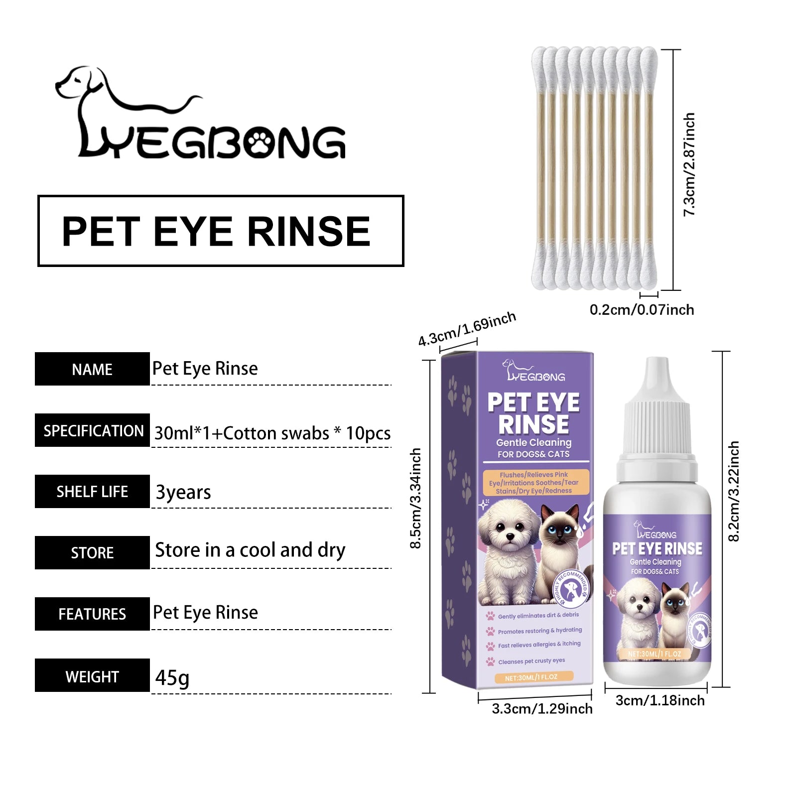 Yegbong 30ml Pet Eye Cleaner Drops