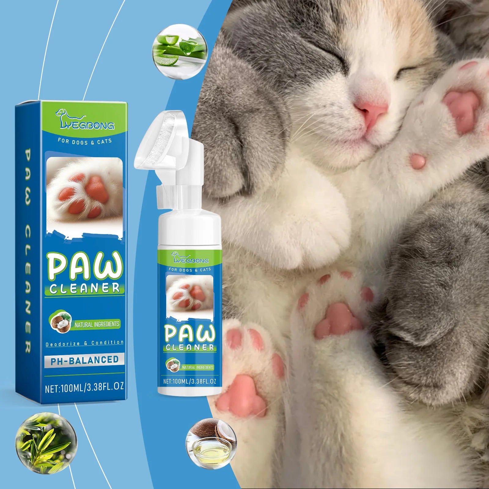 Yegbong 100ml Pet Paw Foam Cleaner & Moisturizer