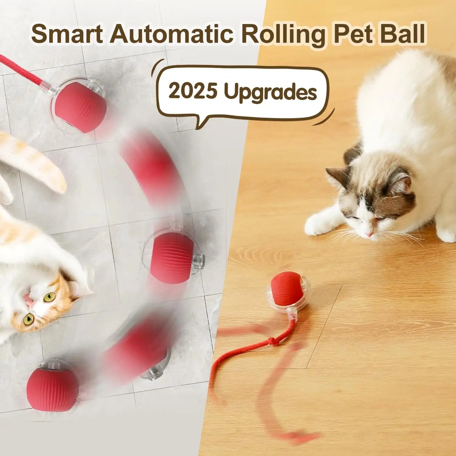 Smart Cat Toy – Rechargeable Rolling Ball with Tail