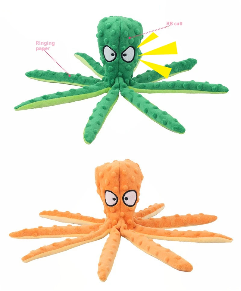 Plush Octopus Dog Toy – Squeaky, Bite-Resistant & Interactive