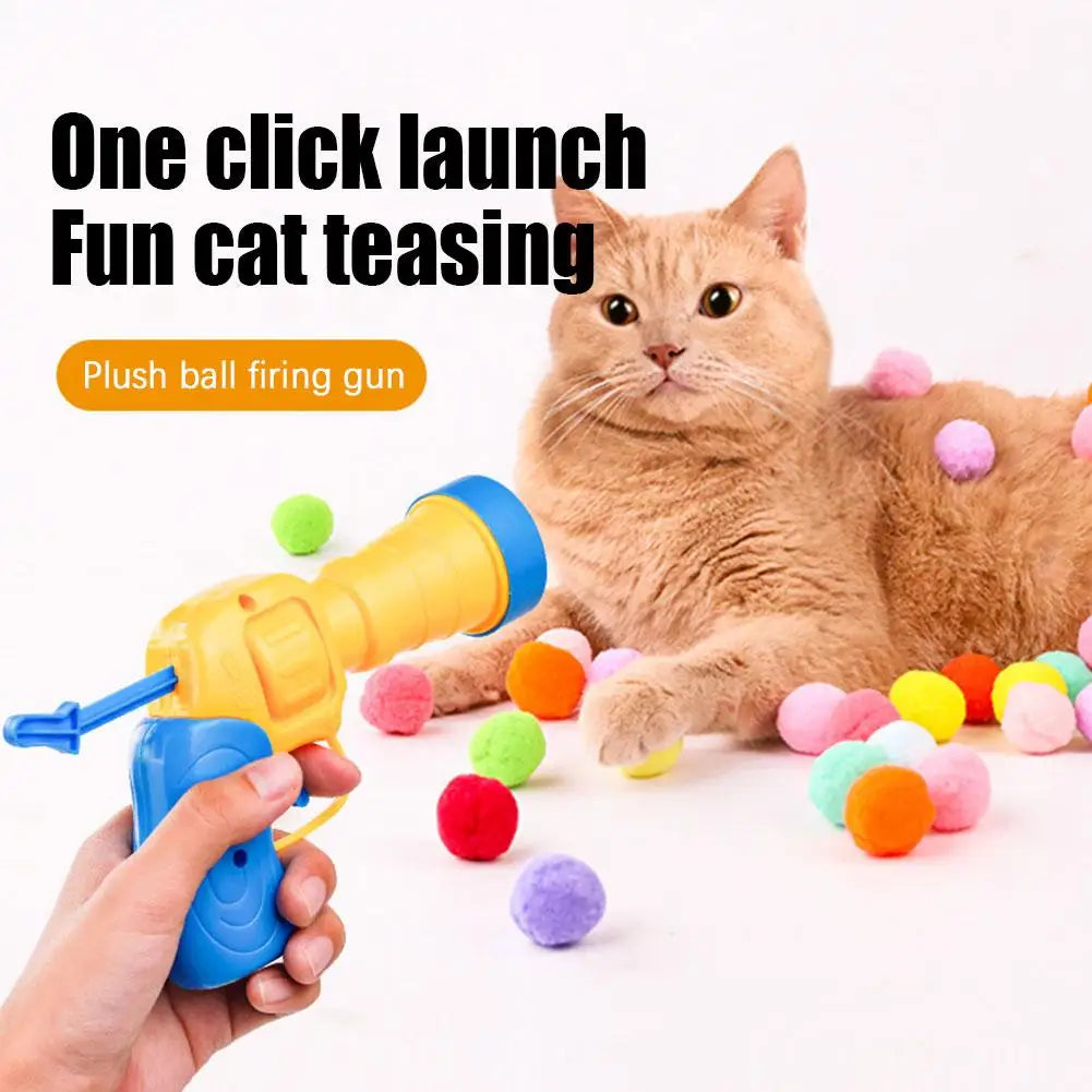 Interactive Cat Toy with Mini Shooting Plush Balls