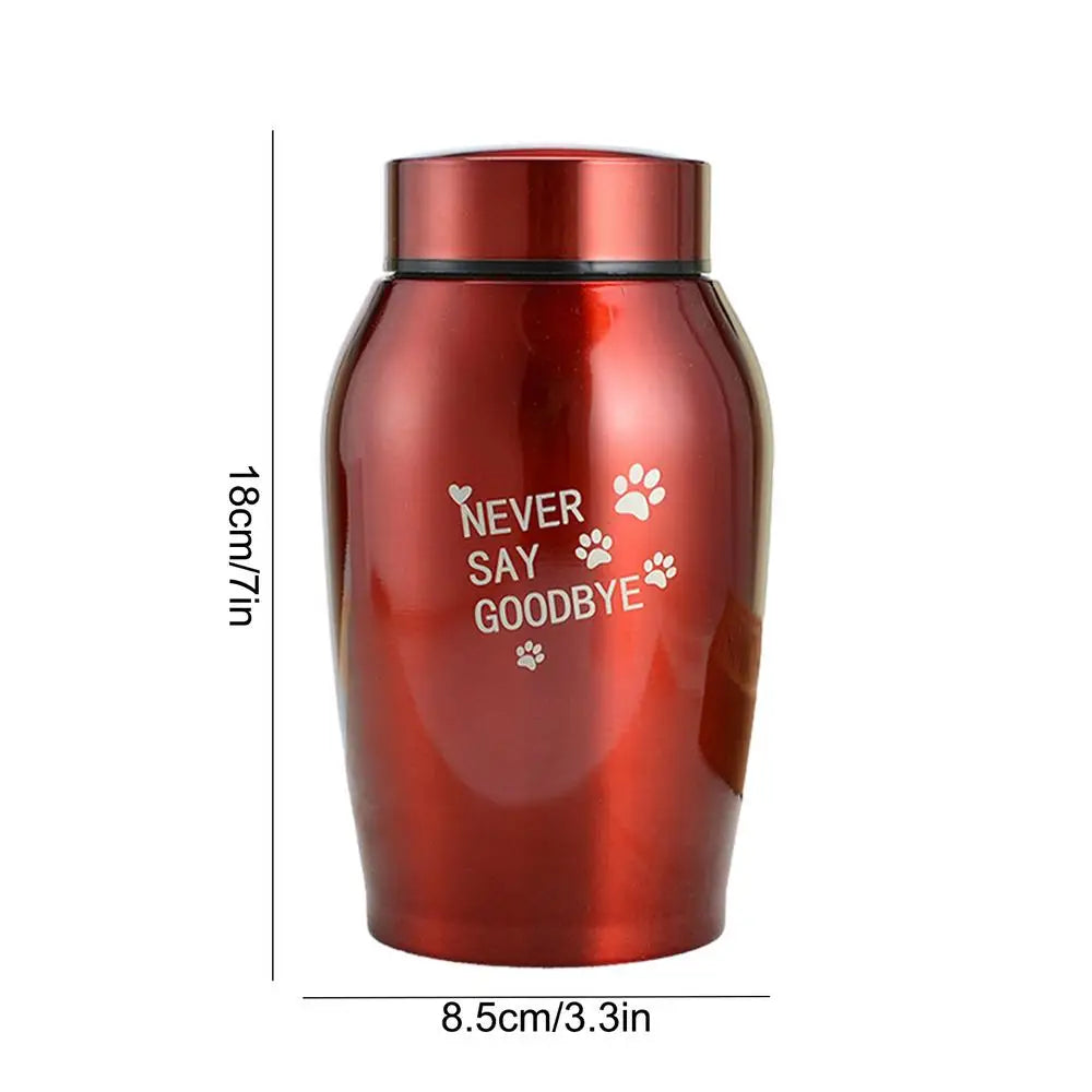 Stainless Steel Pet Urn – Engraved Paw Print Memorial Jar
