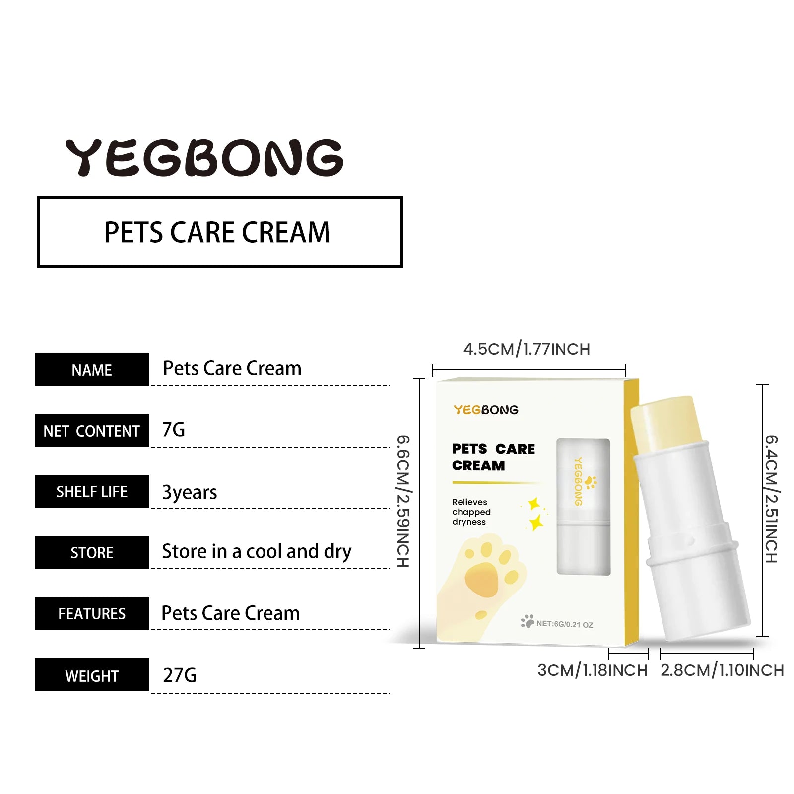 Yegbong 27g Pet Claw Moisturizing Ointment Stick