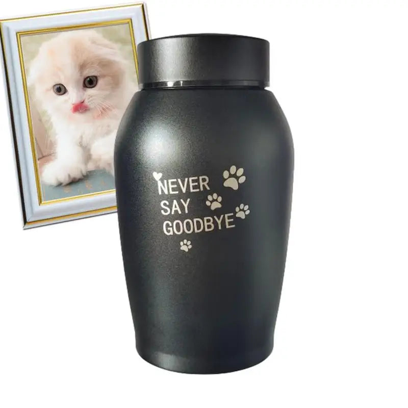 Stainless Steel Pet Urn – Engraved Paw Print Memorial Jar