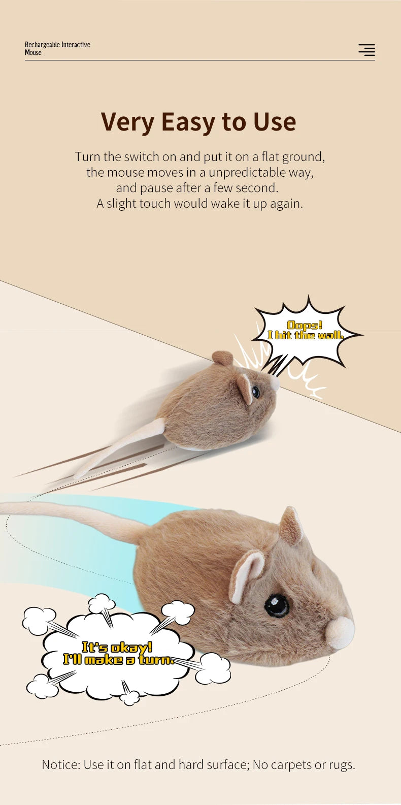 Electric Interactive Plush Mouse Cat Toy