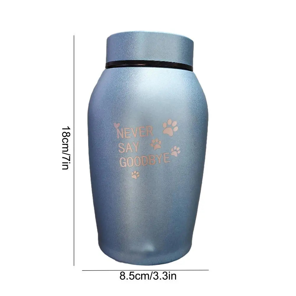 Stainless Steel Pet Urn – Engraved Paw Print Memorial Jar