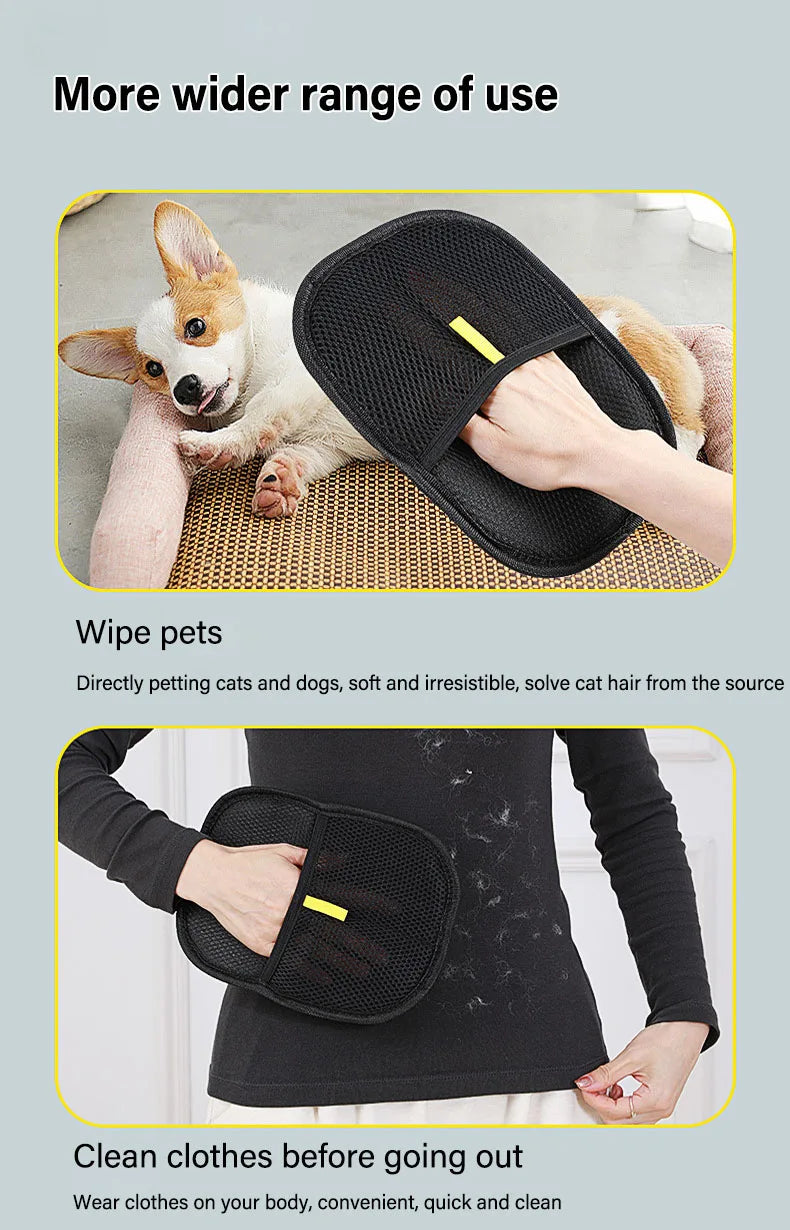 Pet Grooming Gloves & Static Hair Remover Brush