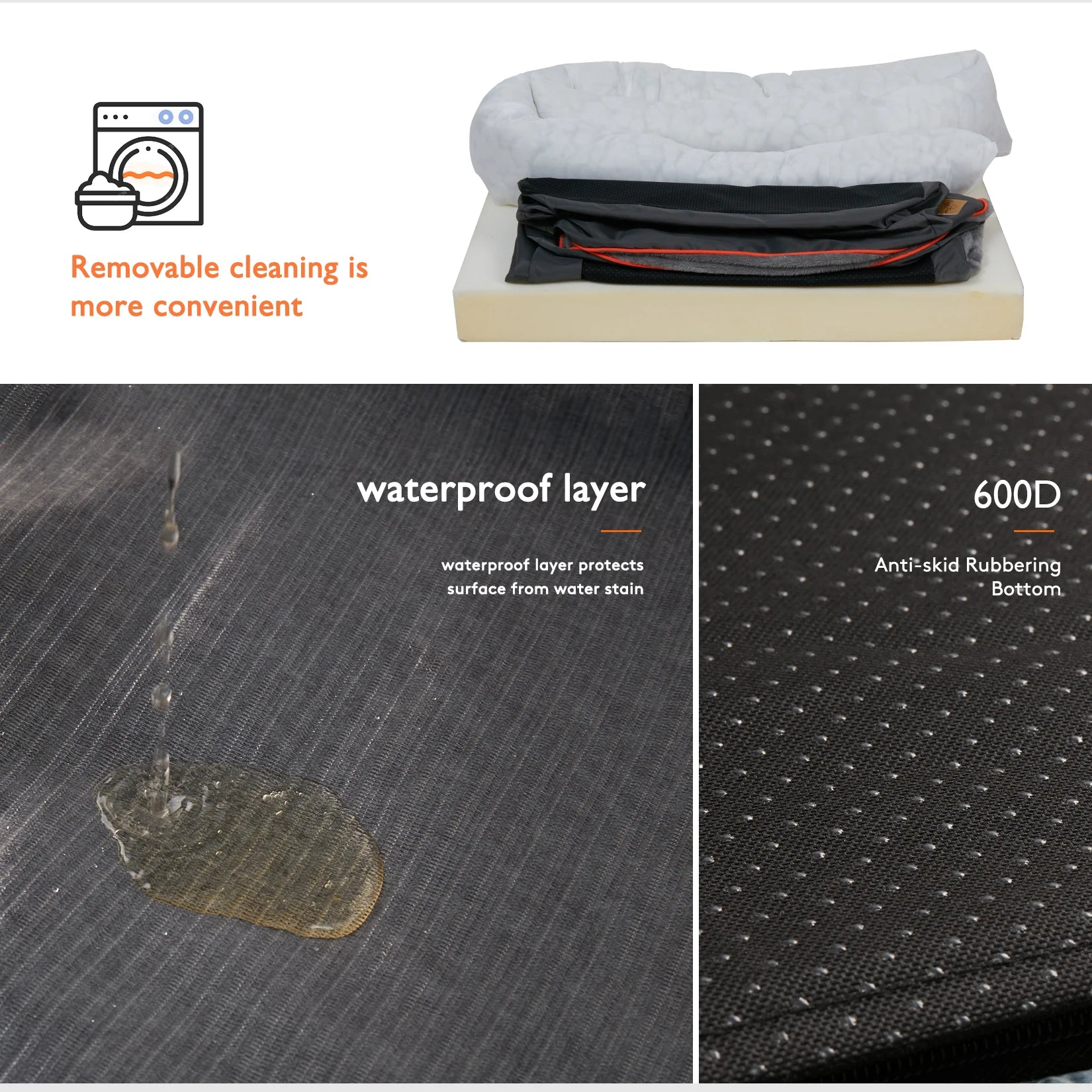 Orthopedic Dog Bed with Cotton Bolster – Multiple Sizes