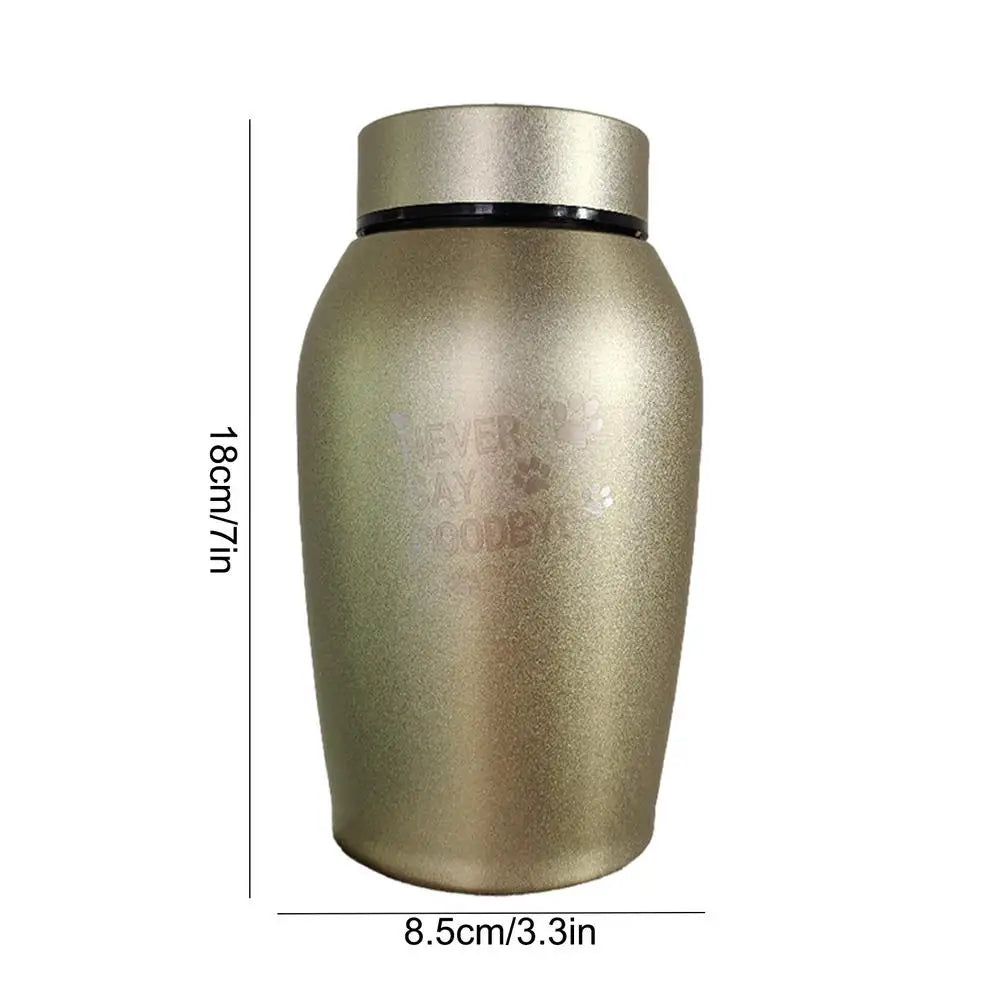 Stainless Steel Pet Urn – Engraved Paw Print Memorial Jar
