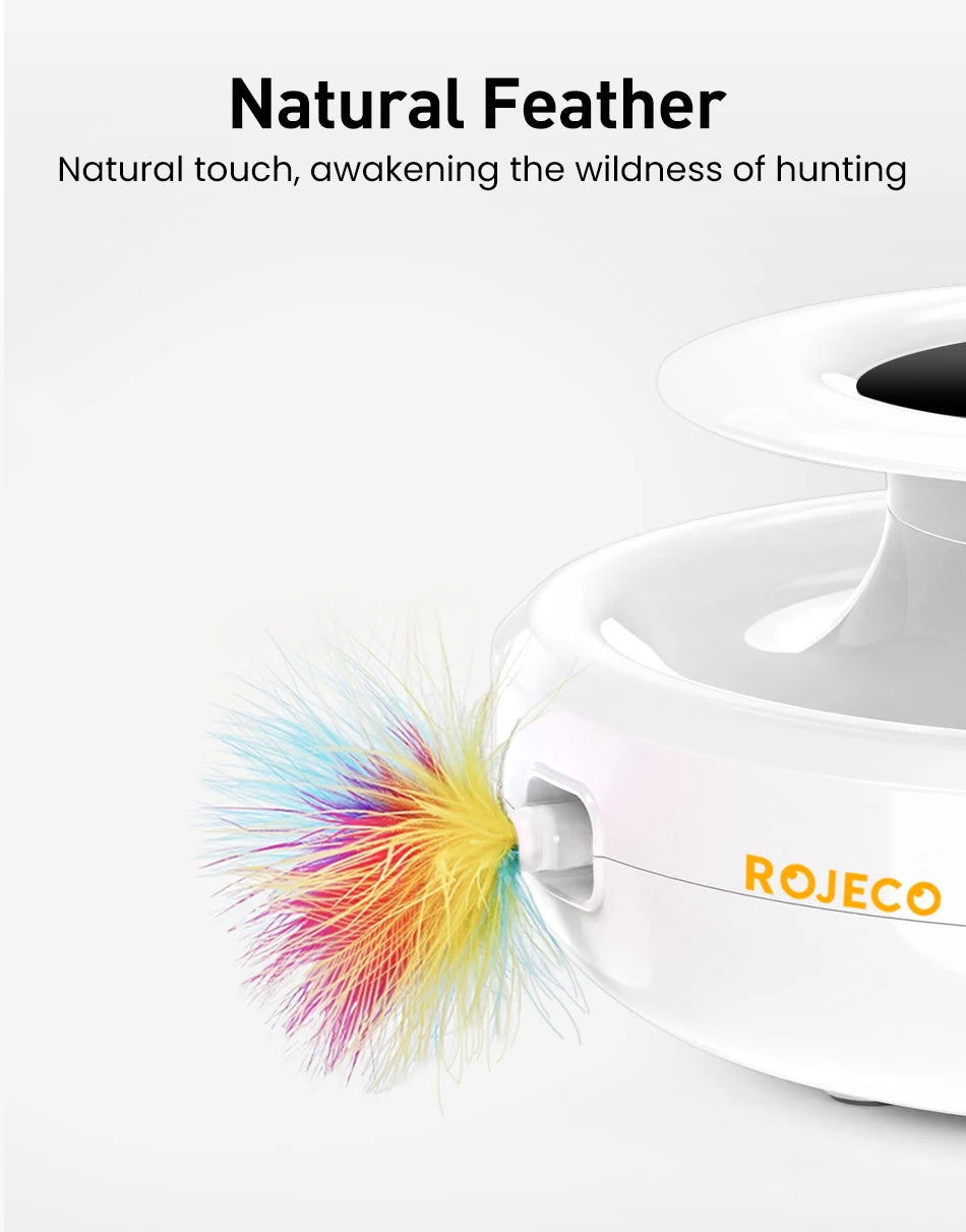 ROJECO 2-in-1 Smart Automatic Feather Ball Toy