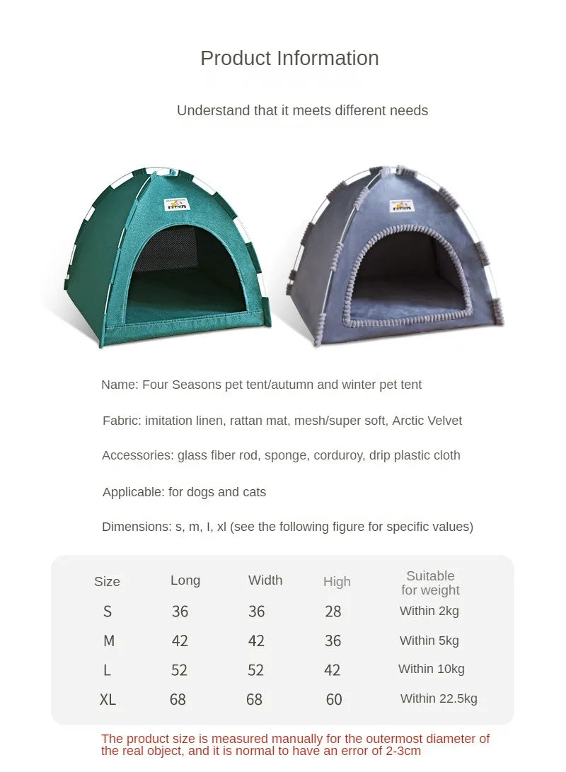 Foldable Four-Seasons Cat & Dog Pet Tent