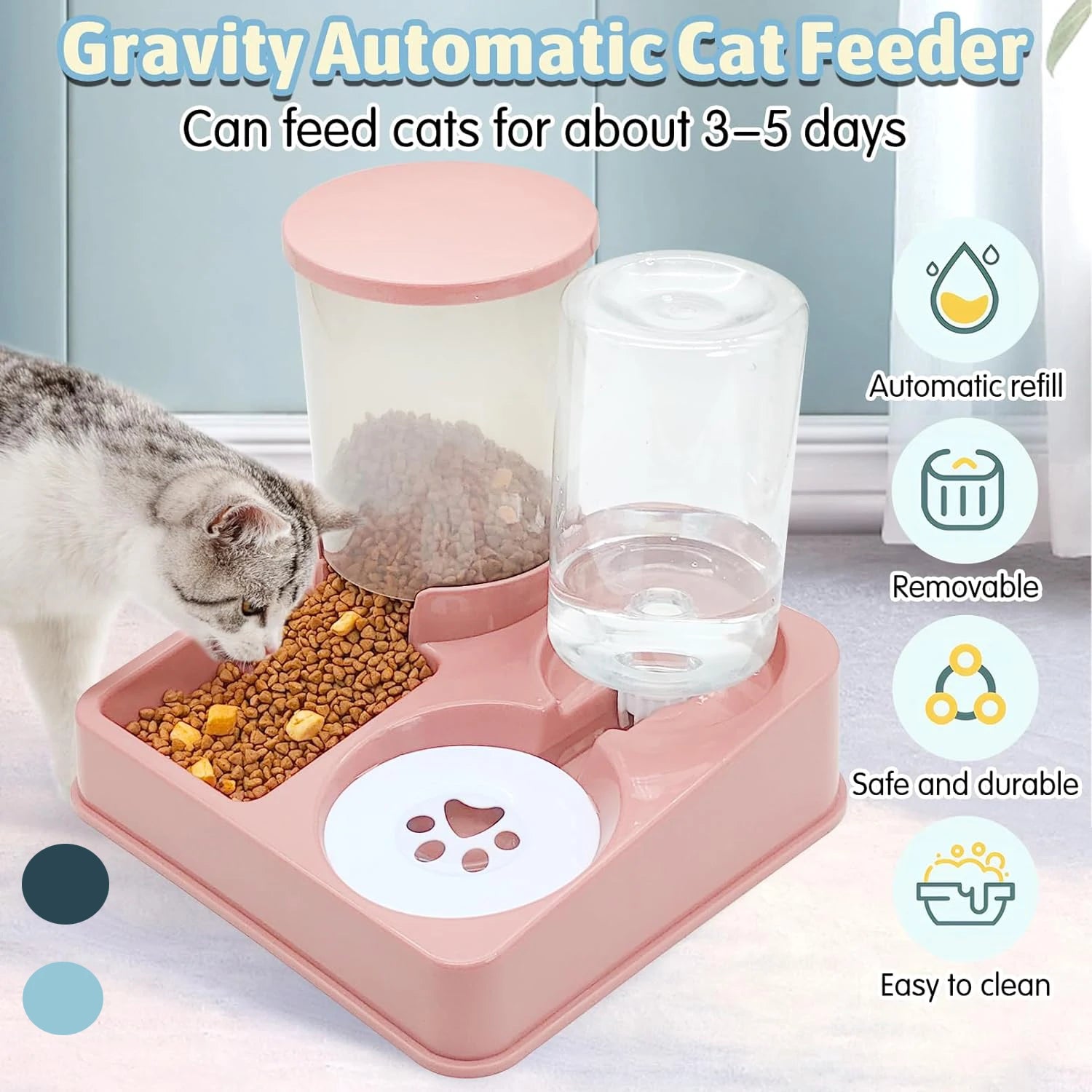 2-in-1 Automatic Pet Feeder & Water Dispenser – Tilted Gravity Design