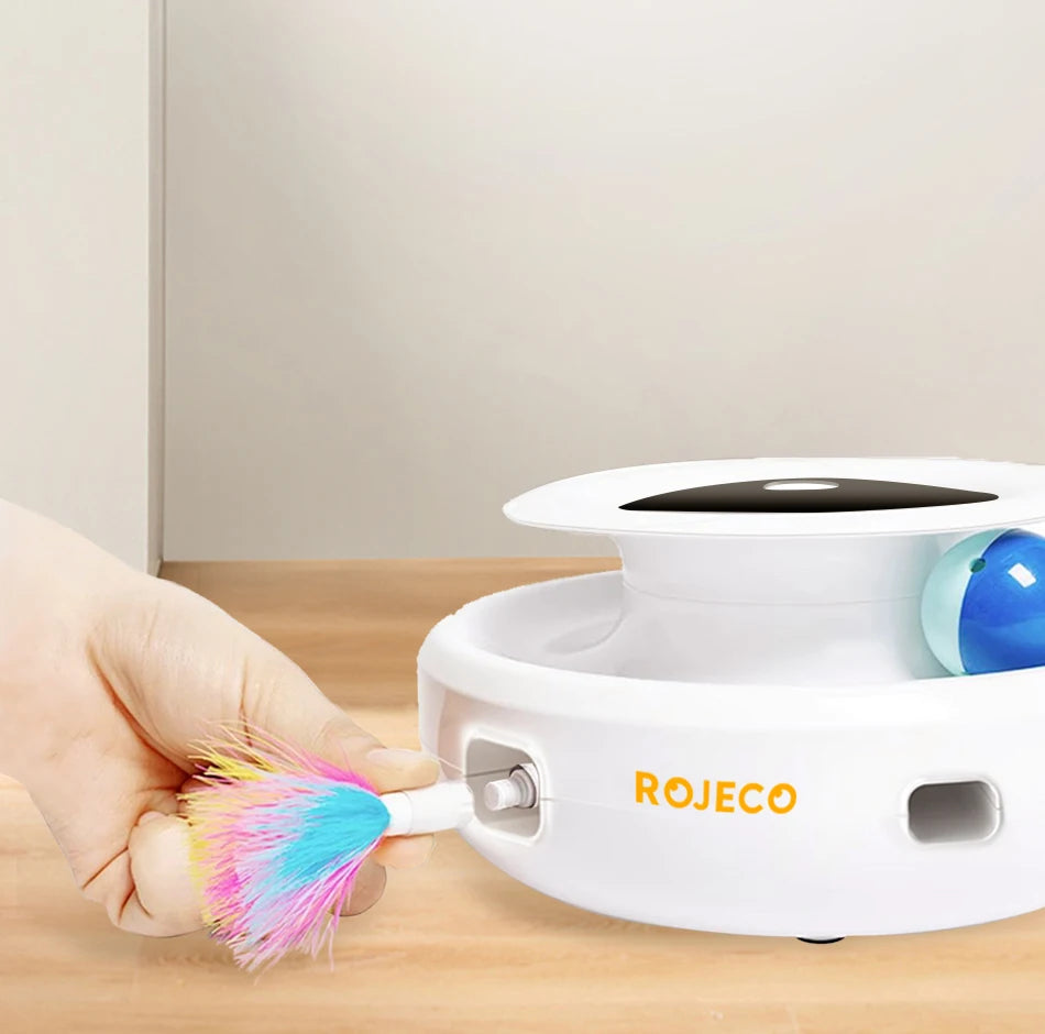 ROJECO 2-in-1 Smart Automatic Feather Ball Toy