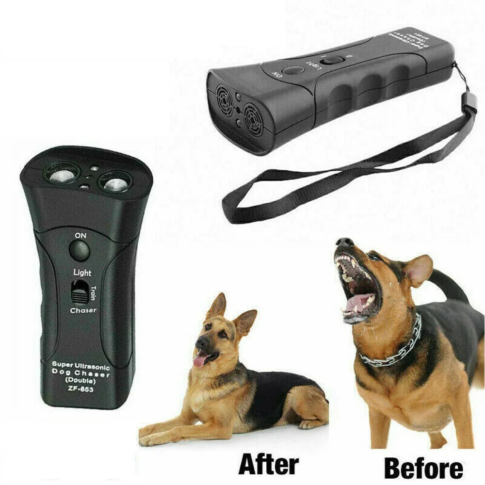Ultrasonic Dog Training Device – LED & Laser No-Bark Repeller