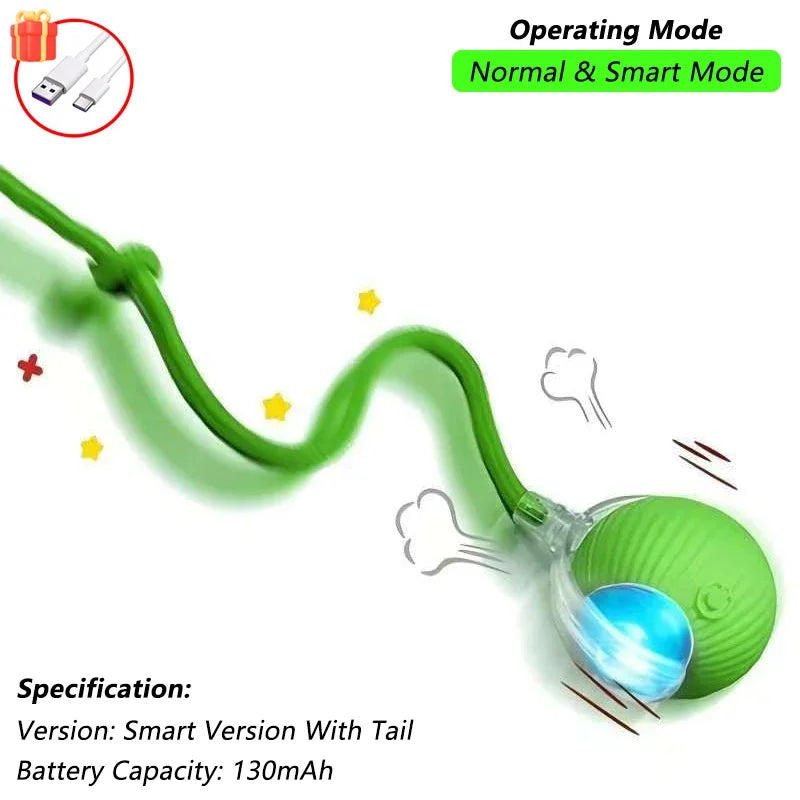 Smart Cat Toy – Rechargeable Rolling Ball with Tail