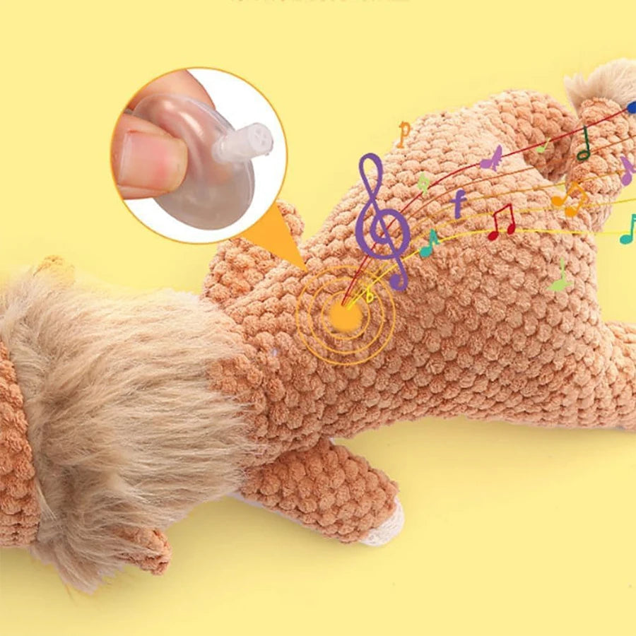 Bite-Resistant Plush Squeaky Dog Toy – Lion, Wolf & Elephant