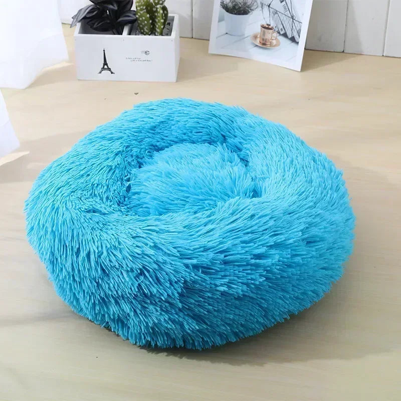 Round Plush Self-Warming Pet Bed with Non-Slip Bottom