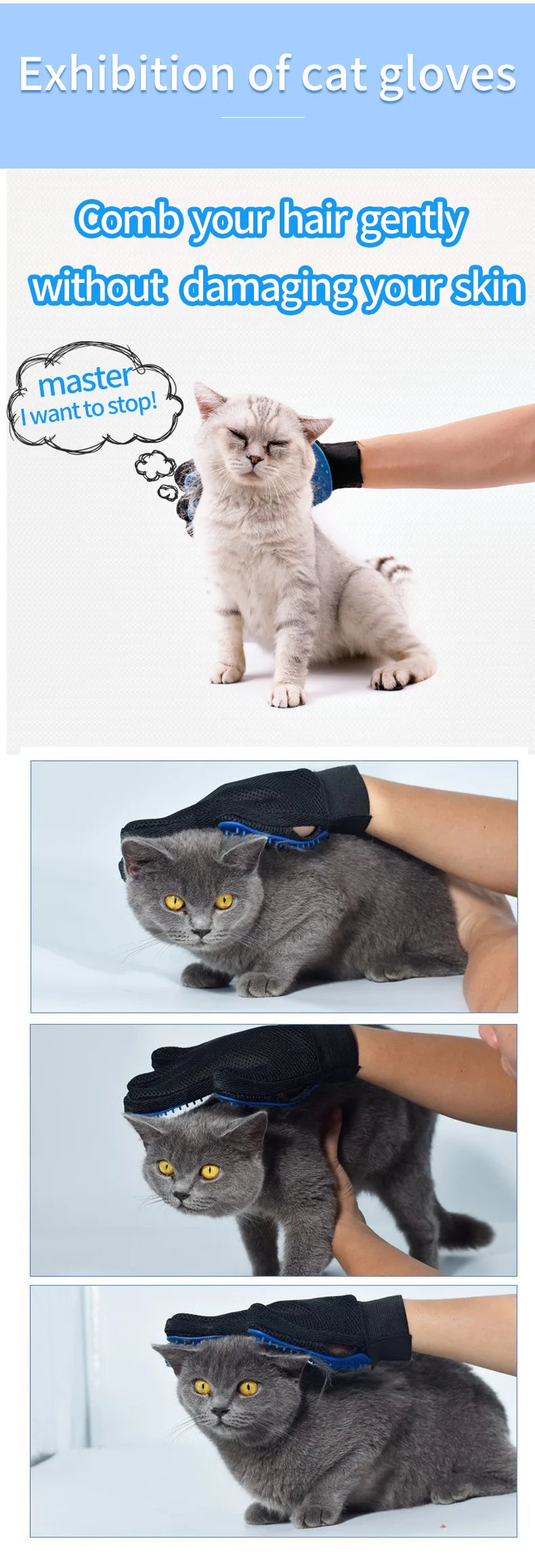 Pet Grooming Glove – Hair Remover & Massager for Cats and Dogs (6 Colors)