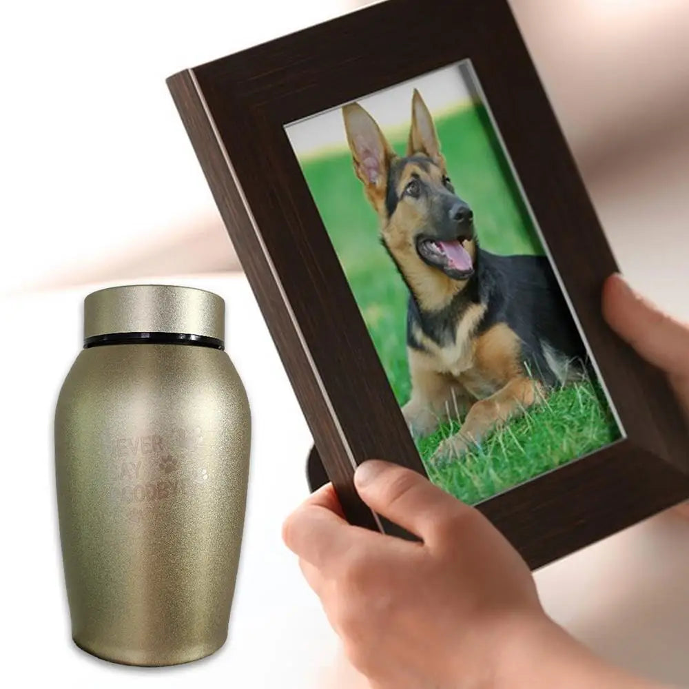 Stainless Steel Pet Urn – Engraved Paw Print Memorial Jar