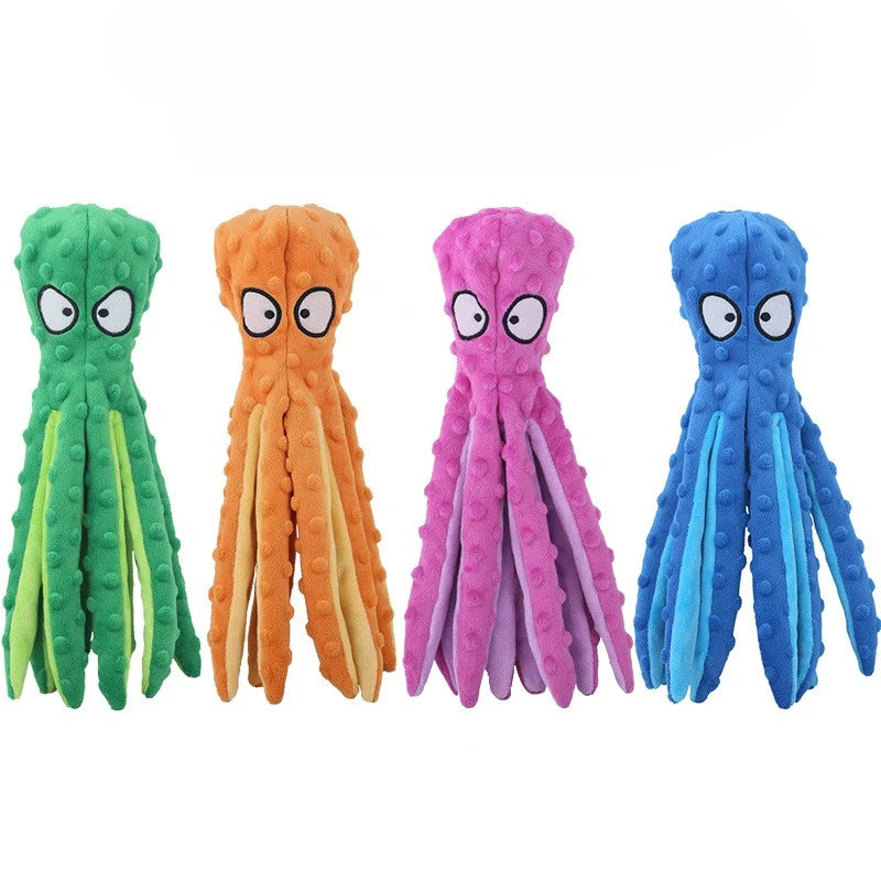 Plush Octopus Dog Toy – Squeaky, Bite-Resistant & Interactive
