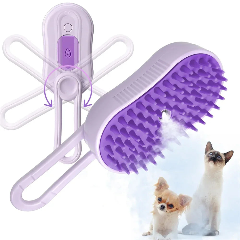 3-in-1 Electric Steam Spray Pet Grooming Brush