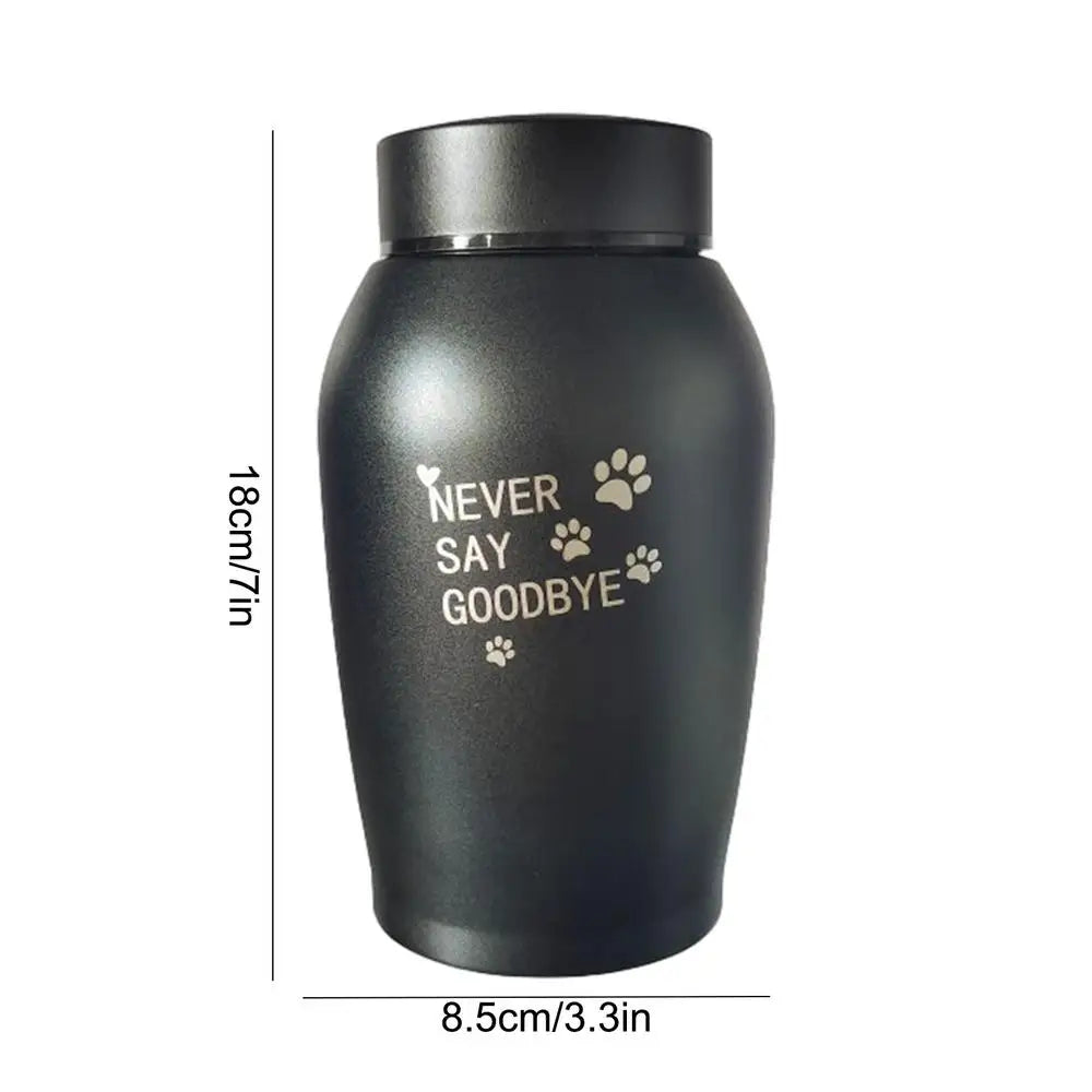 Stainless Steel Pet Urn – Engraved Paw Print Memorial Jar