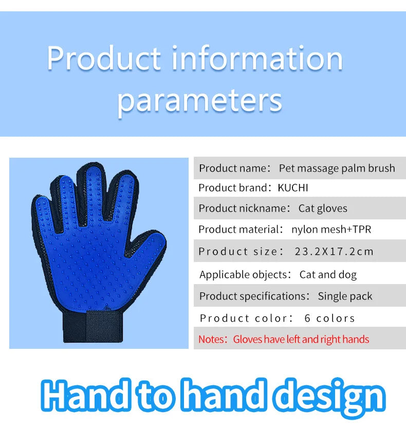 Pet Grooming Glove – Hair Remover & Massager for Cats and Dogs (6 Colors)
