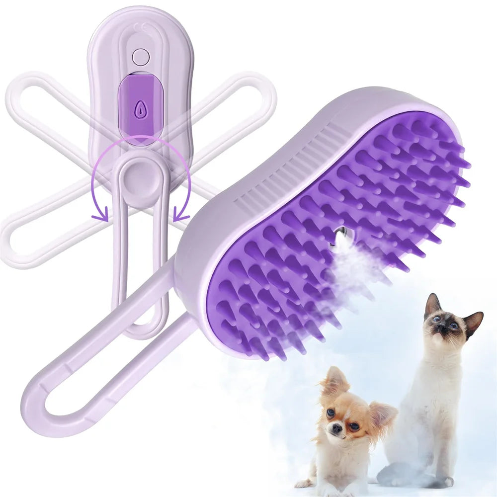 3-in-1 Electric Steam Spray Pet Grooming Brush