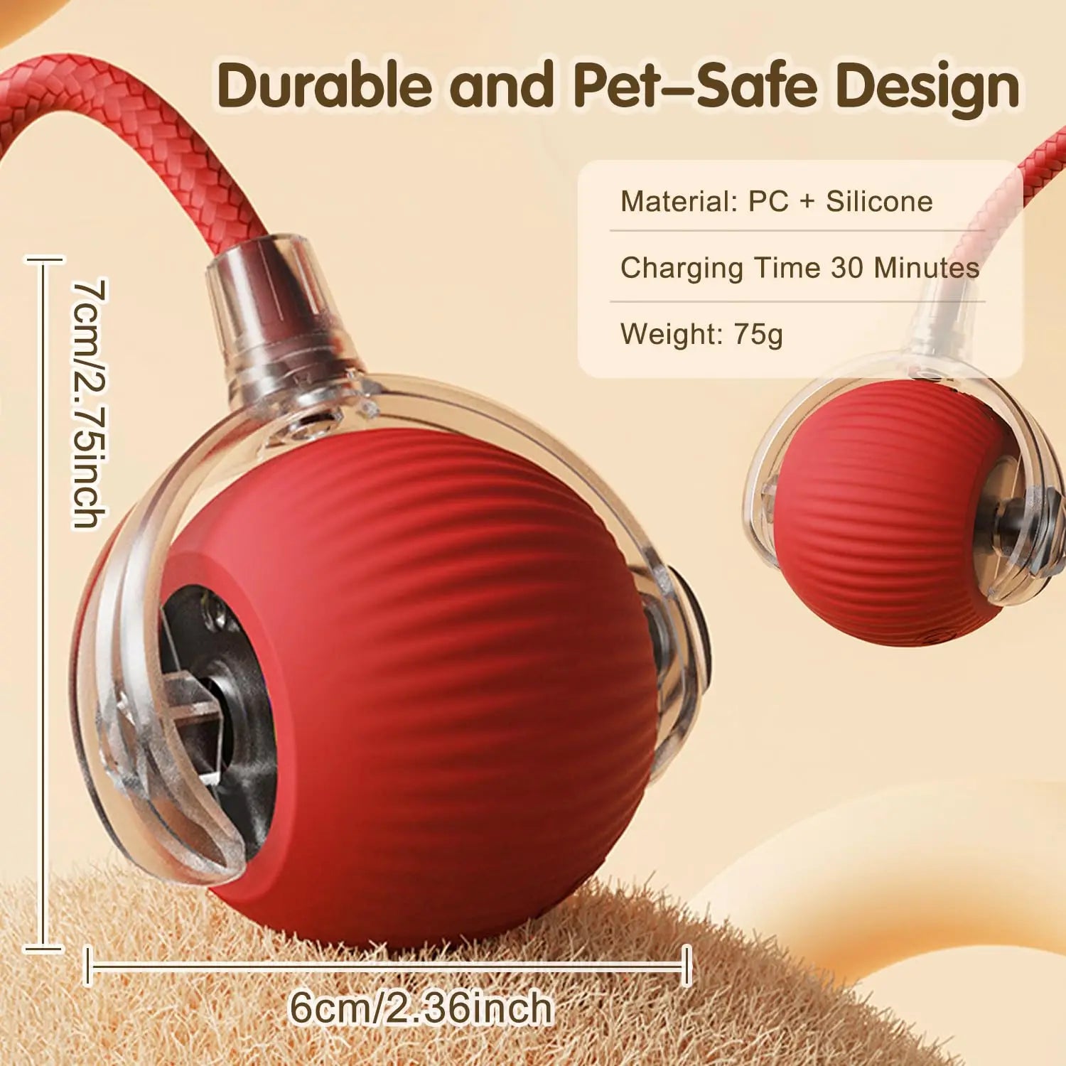 Smart Cat Toy – Rechargeable Rolling Ball with Tail