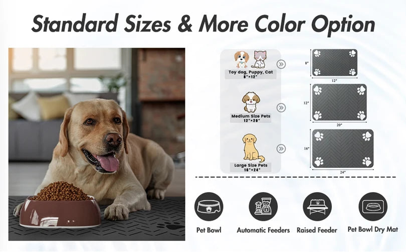 Pet Feeding Mat – Waterproof, Quick-Dry Placemat for Food & Water Bowls