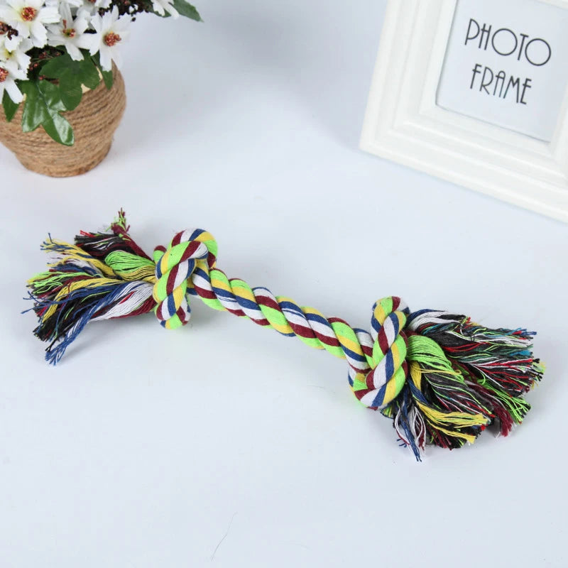 Random Color Pet Dog Toy Bite Rope Double Knot Cotton Rope Funny Cat Toy Bite Resistant and Sharp Teeth Pet Supplies Puppy Toys