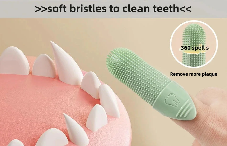 360° Silicone Finger Toothbrush for Dogs & Cats