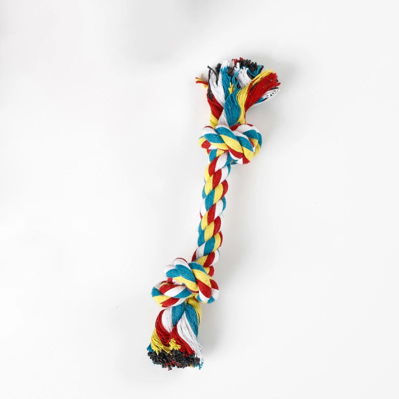 Random Color Pet Dog Toy Bite Rope Double Knot Cotton Rope Funny Cat Toy Bite Resistant and Sharp Teeth Pet Supplies Puppy Toys