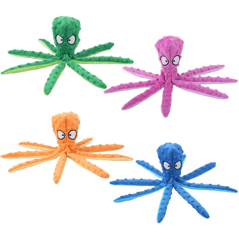 Plush Octopus Dog Toy – Squeaky, Bite-Resistant & Interactive