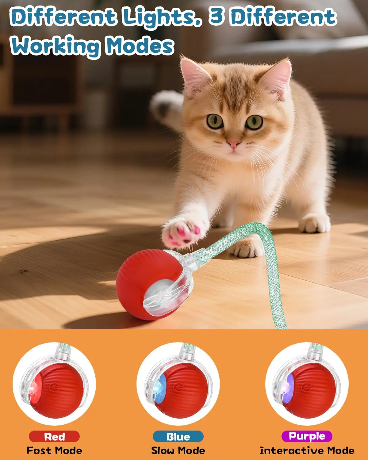 Smart Cat Toy – Rechargeable Rolling Ball with Tail