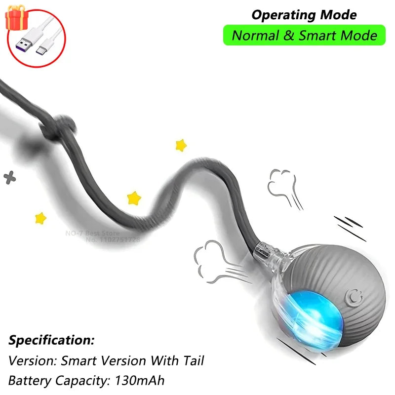 Smart Cat Toy – Rechargeable Rolling Ball with Tail