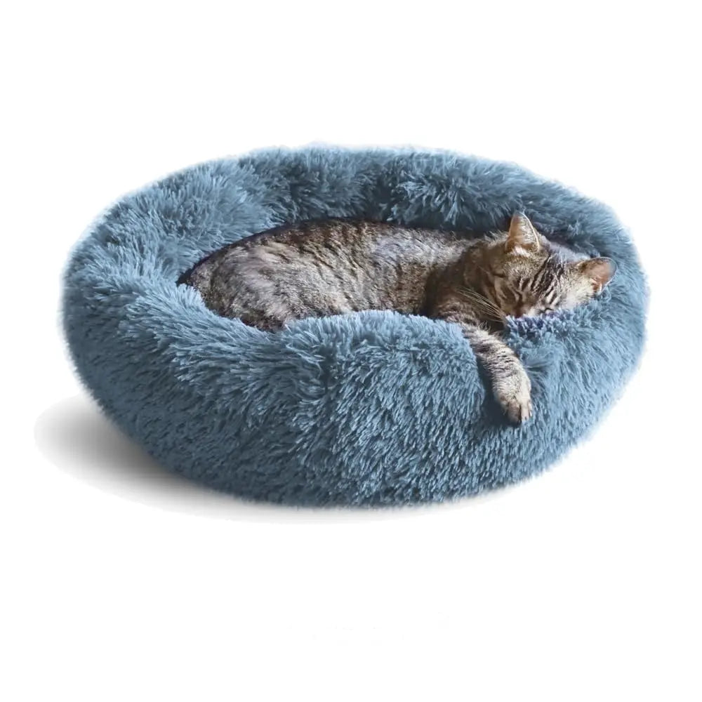 Round Plush Self-Warming Pet Bed with Non-Slip Bottom