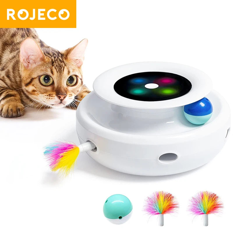 ROJECO 2-in-1 Smart Automatic Feather Ball Toy