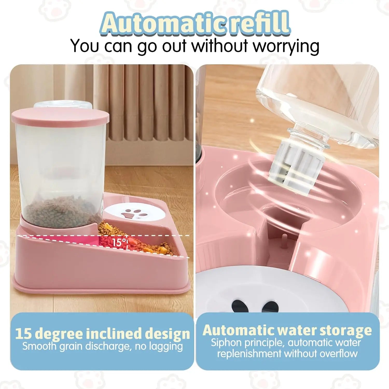 2-in-1 Automatic Pet Feeder & Water Dispenser – Tilted Gravity Design