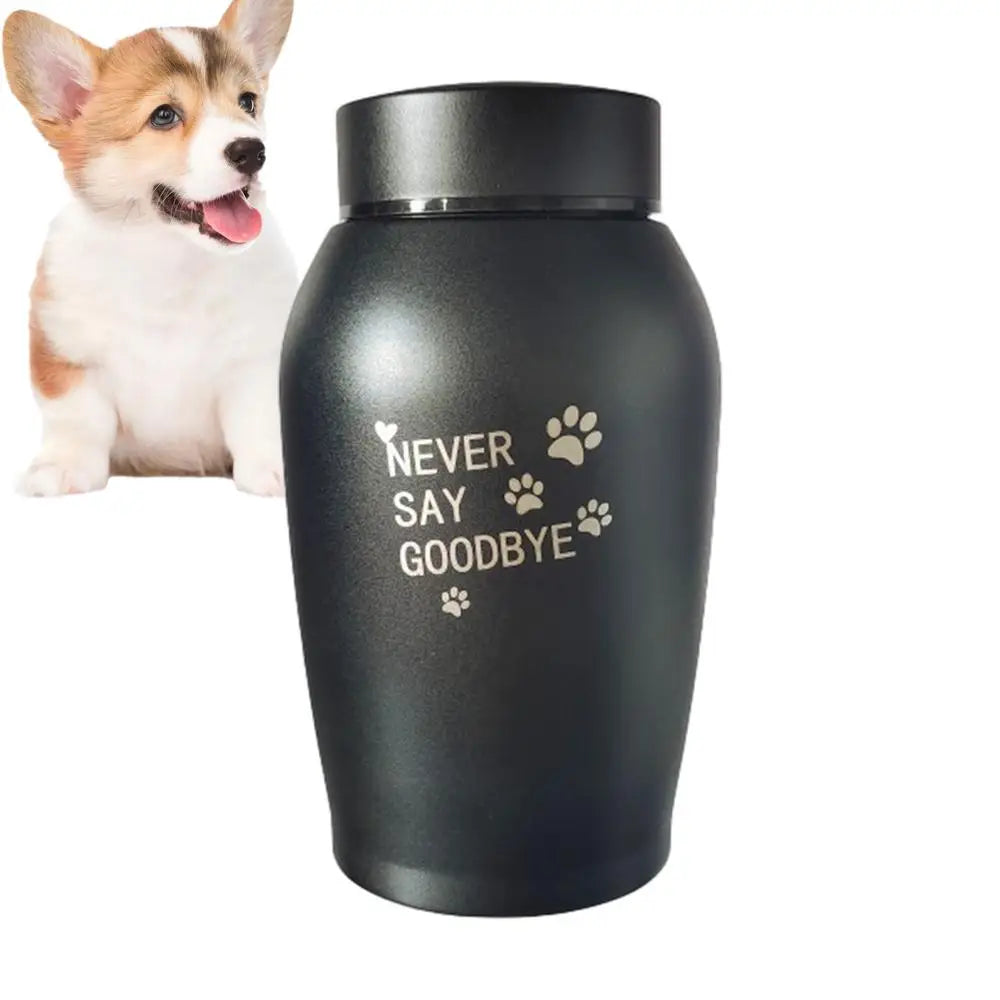 Stainless Steel Pet Urn – Engraved Paw Print Memorial Jar