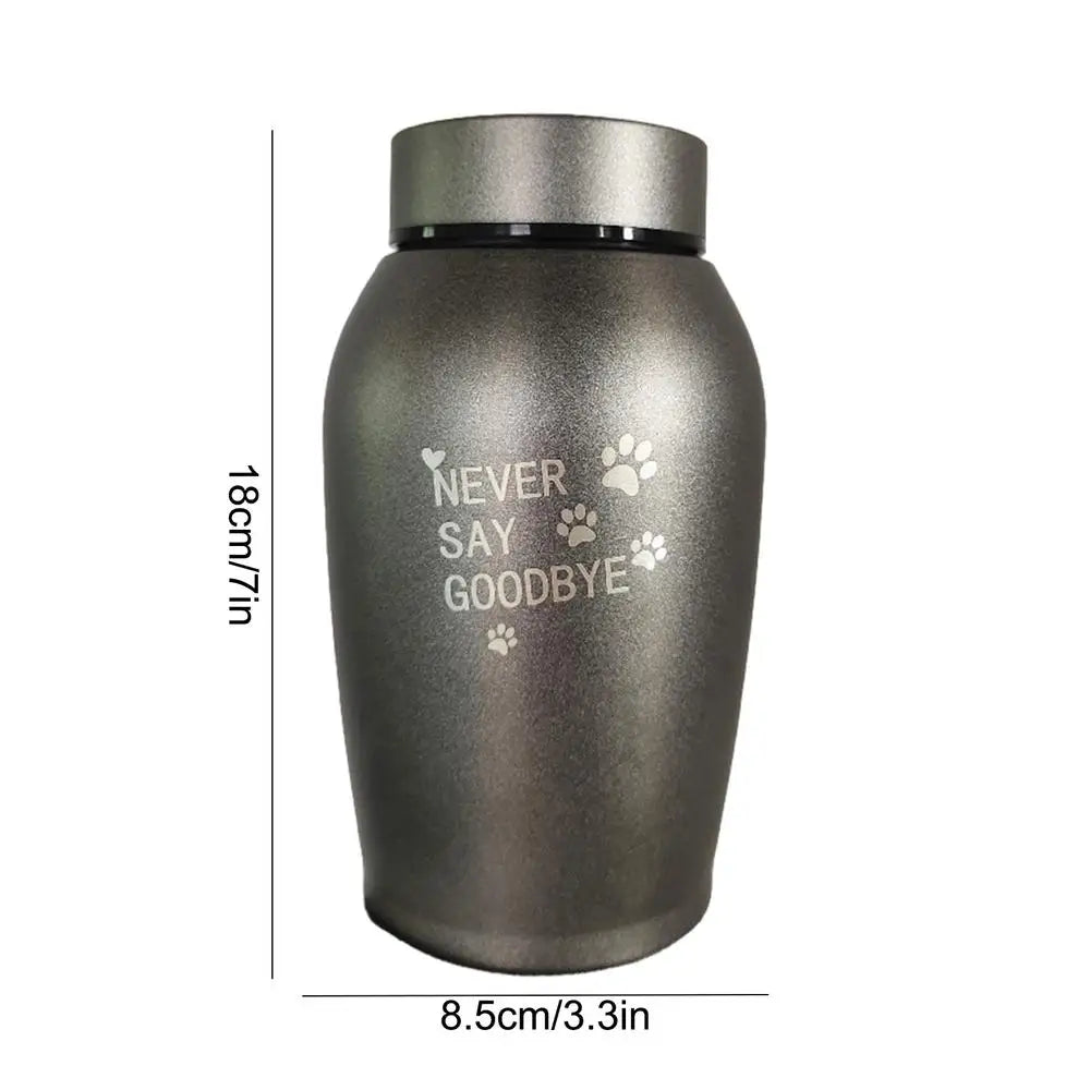 Stainless Steel Pet Urn – Engraved Paw Print Memorial Jar