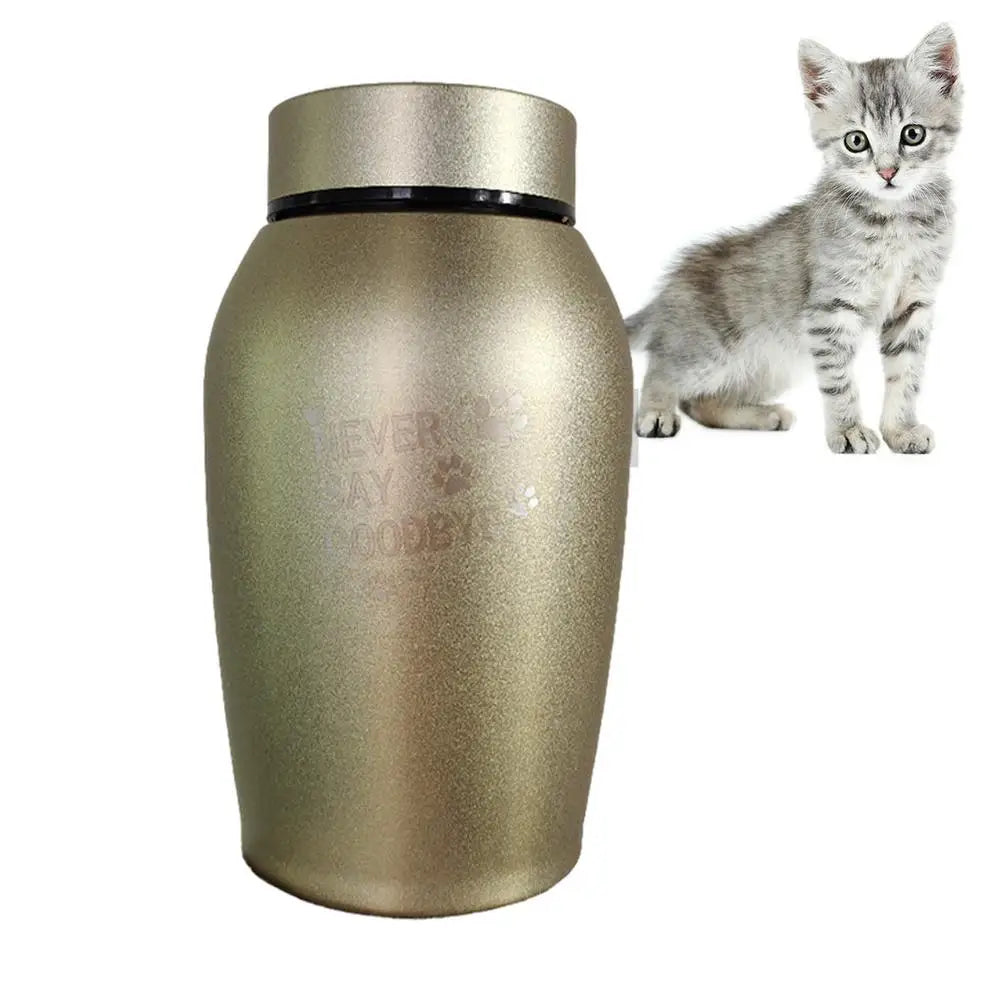 Stainless Steel Pet Urn – Engraved Paw Print Memorial Jar