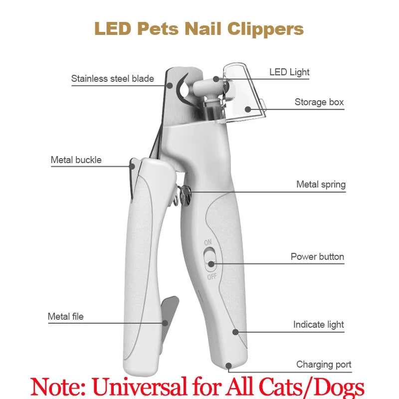 LED Pet Nail Clipper – Safe Trimmer for Dogs & Cats