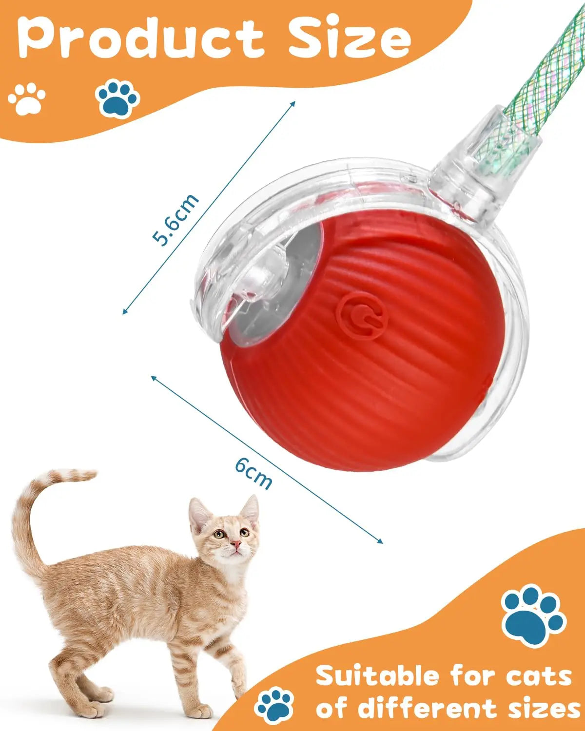 Smart Cat Toy – Rechargeable Rolling Ball with Tail