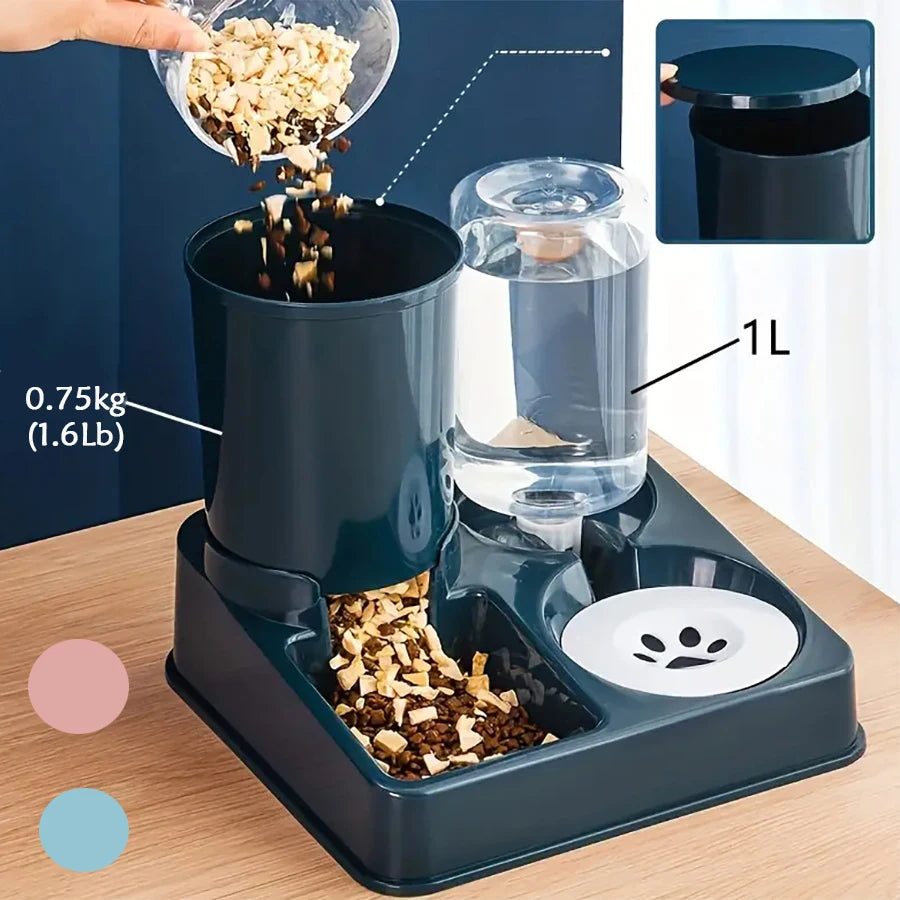 2-in-1 Automatic Pet Feeder & Water Dispenser – Tilted Gravity Design