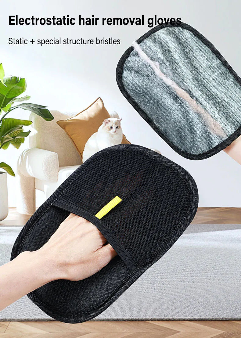 Pet Grooming Gloves & Static Hair Remover Brush