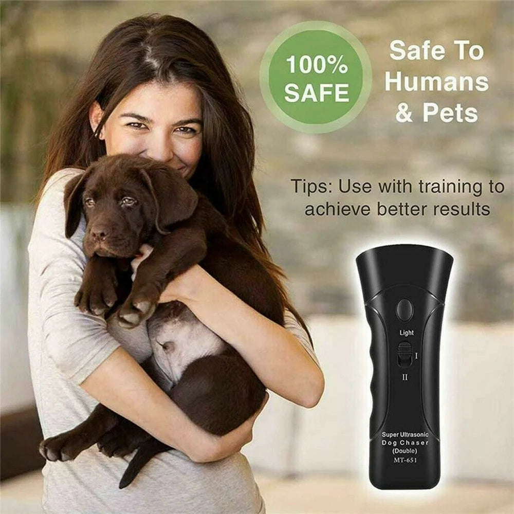 Ultrasonic Dog Training Device – LED & Laser No-Bark Repeller